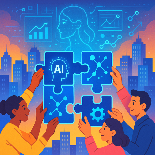 Community members working on AI projects