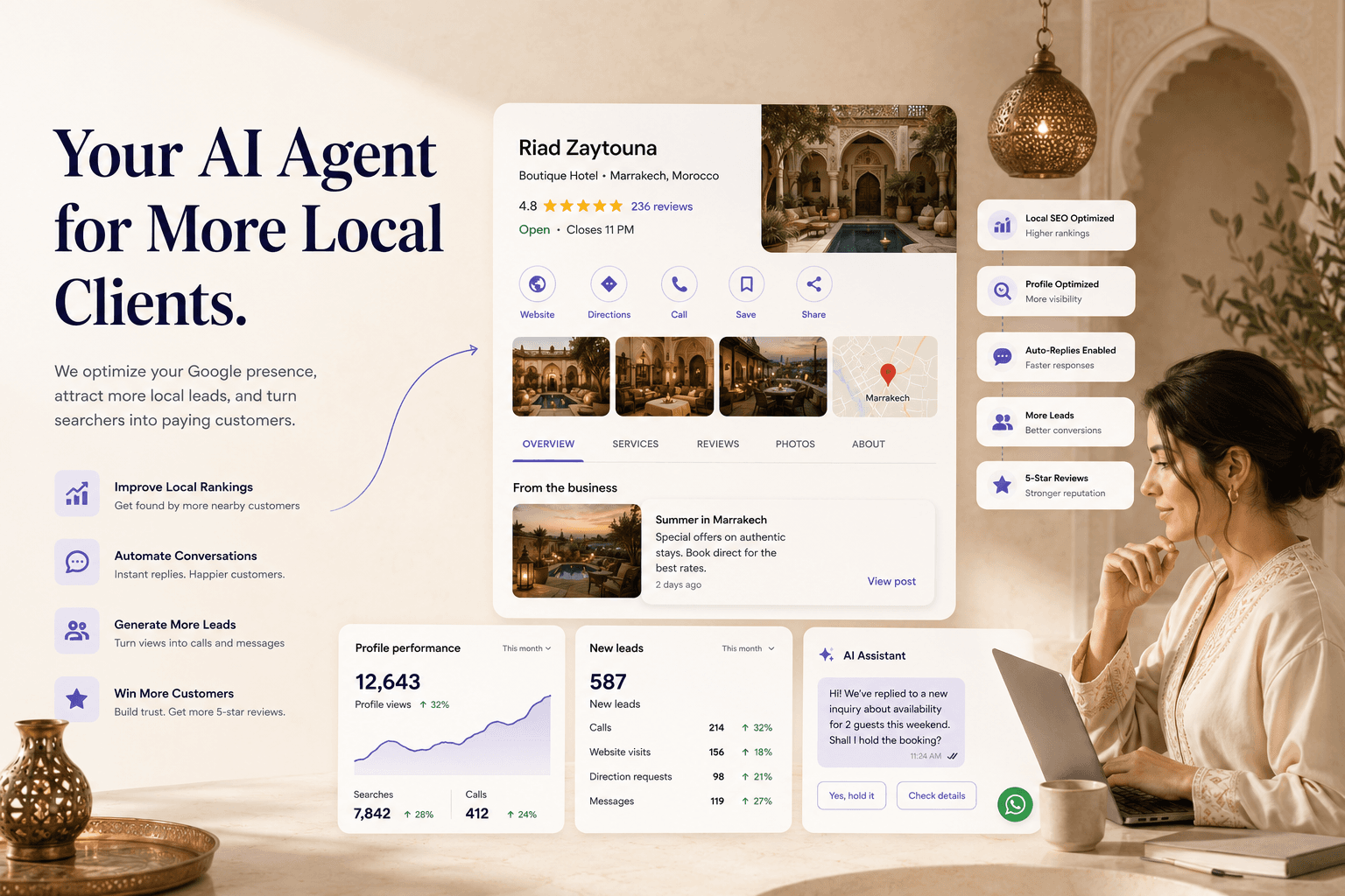 AiMagicMakers AI agent helping local businesses optimize their Google Business Profile and generate more clients.